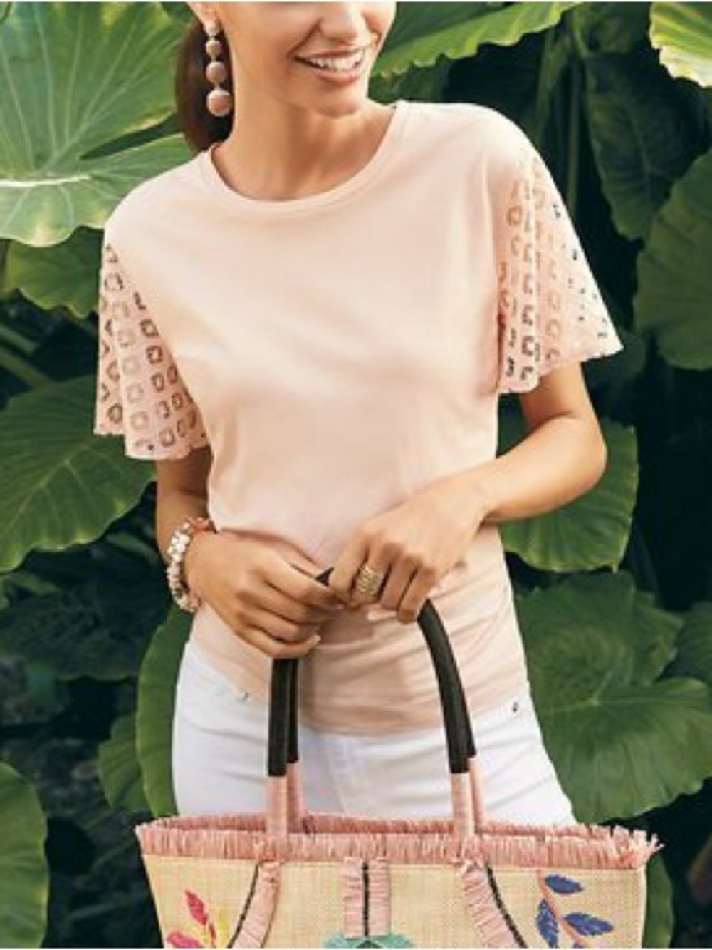 Olive Eyelet Knit Tee - Blush NWT